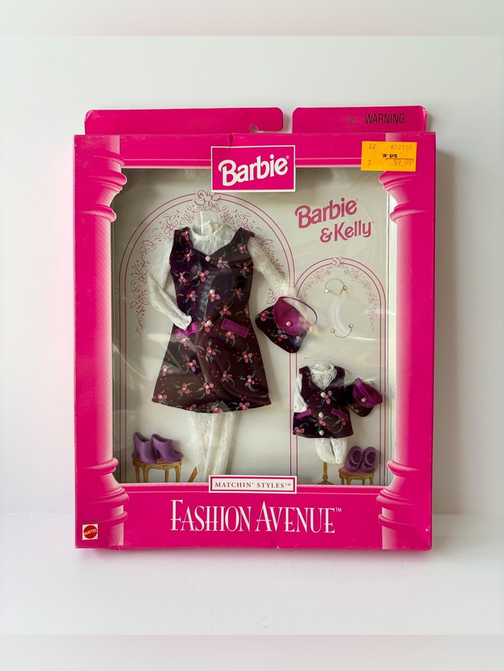 NIB Barbie & Kelly Fashion Avenue Matchin' Styles Purple Outfits